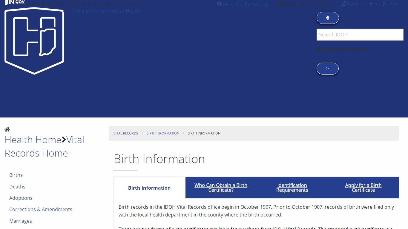 Health: Vital Records: Birth Information