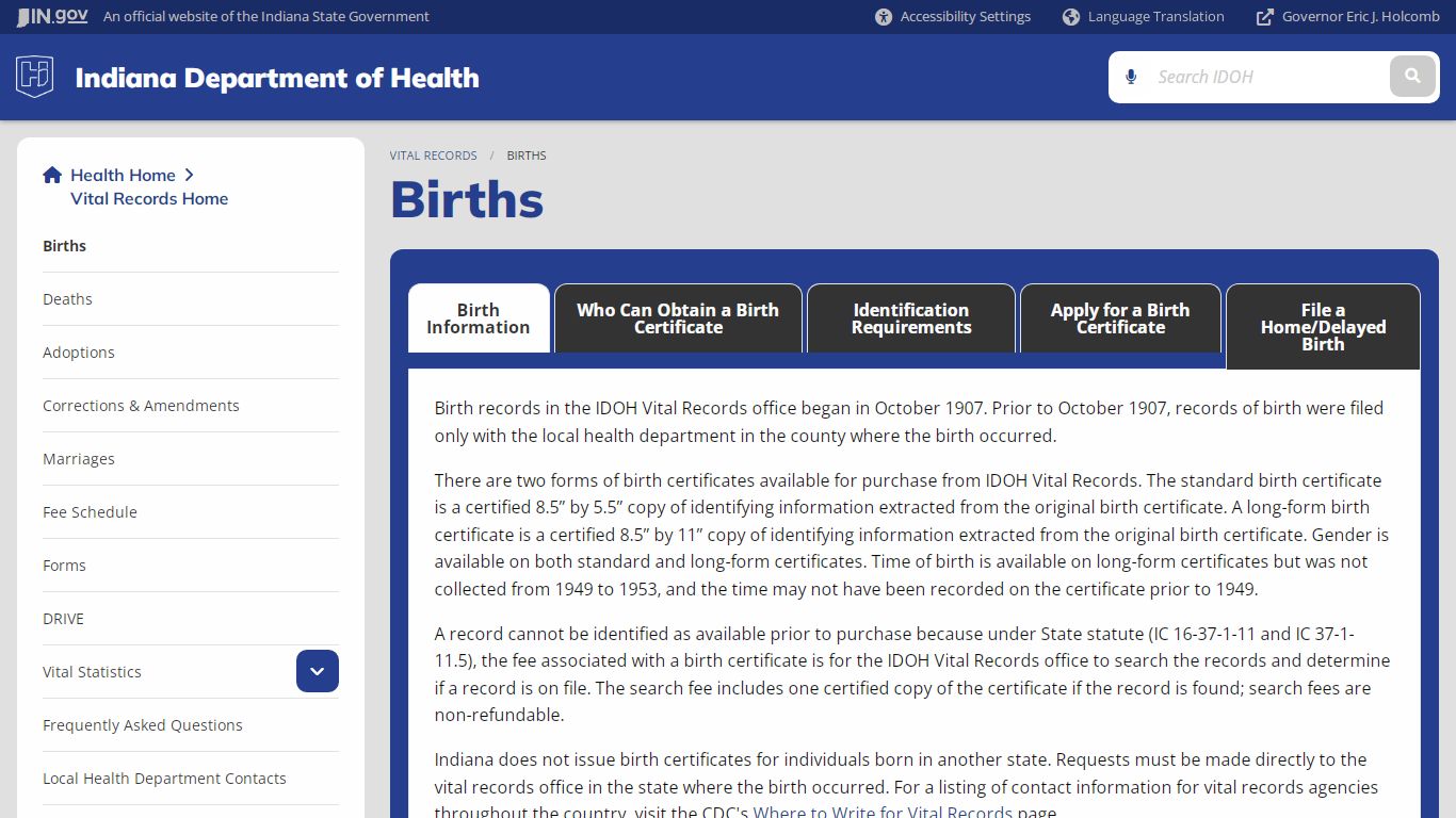 Health: Vital Records: Births