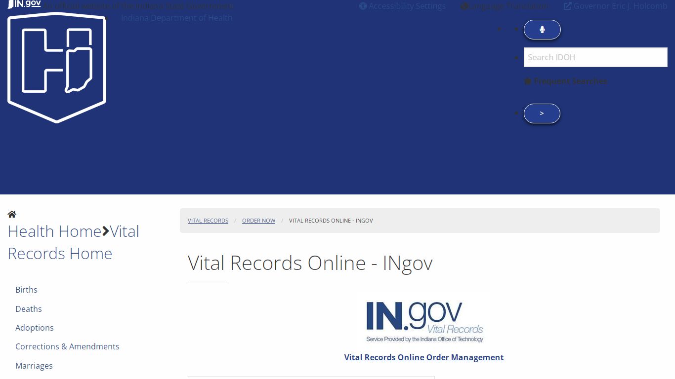 Health: Vital Records: Vital Records Online - INgov